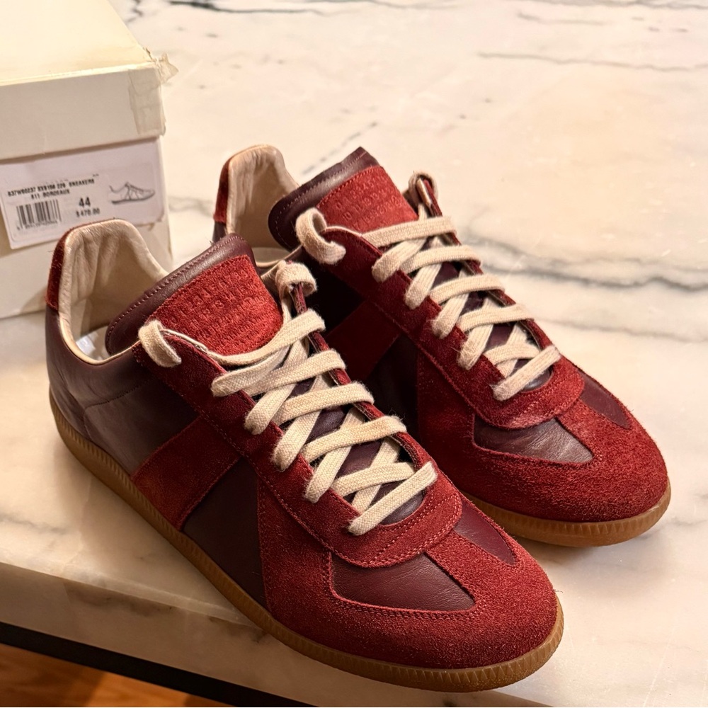 Men’s Maison Martin Margiela Red Suede and Leather Sneakers